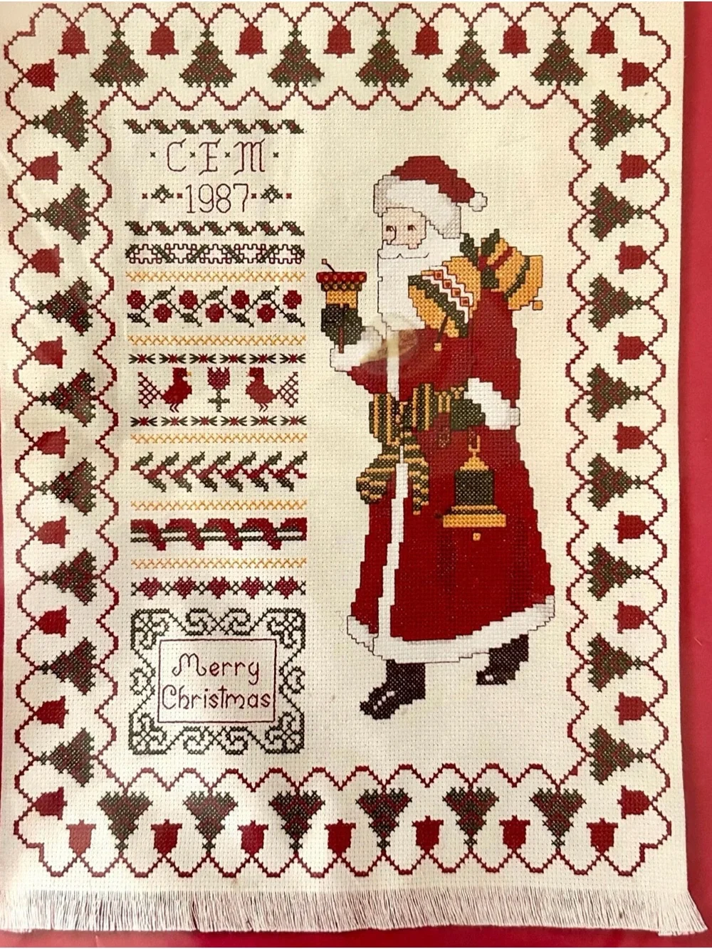 Vintage 1986 Sunset Counted Cross Stitch Kit Saint Nicholas Christmas Sampler